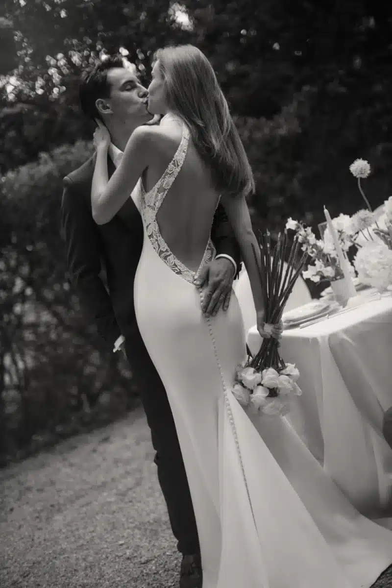 Halter-Neck Sexy Low Open Back Trumpet Mermaid Wedding Dress - SHADOW - Image 2