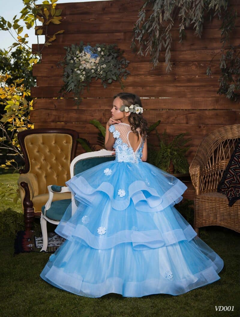 Blue Flower Girl Dress - ALICIA - Image 3