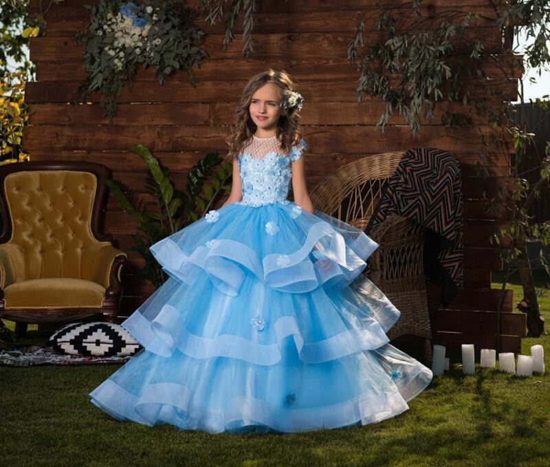 Blue Flower Girl Dress - ALICIA