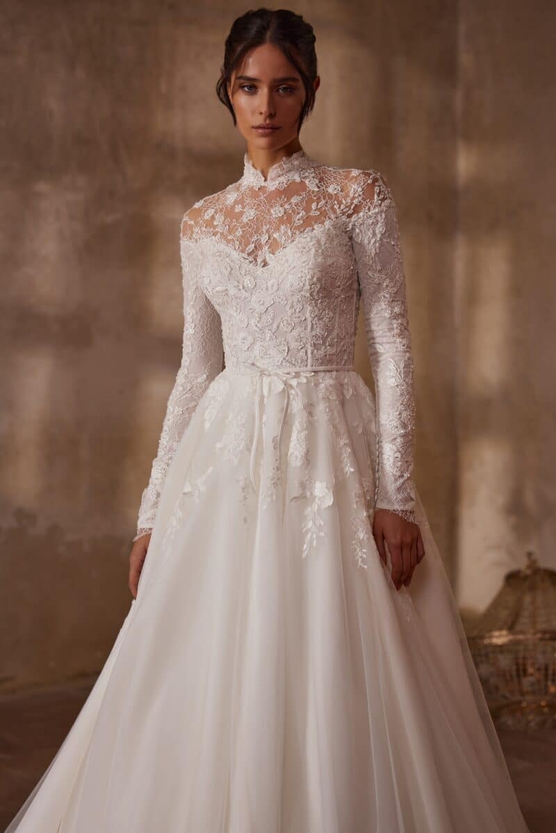 Long Sleeves Modest A-Line Wedding Dress - NAOMI - Image 4