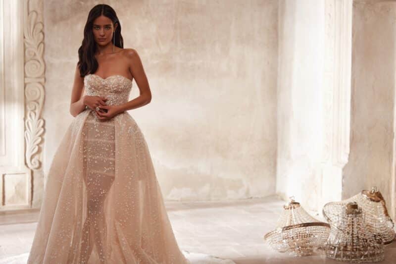 Luxurious Sparkling Nude Princess Wedding Dress - RIVA - Image 8