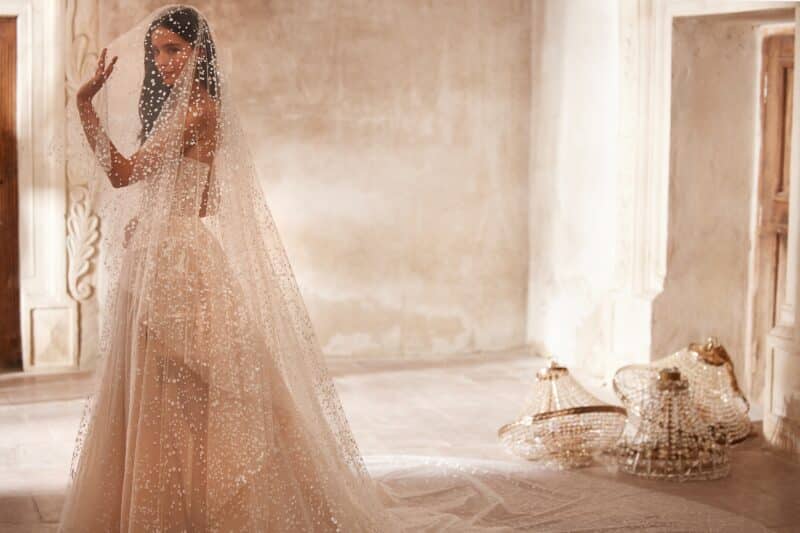 Luxurious Sparkling Nude Princess Wedding Dress - RIVA - Image 5