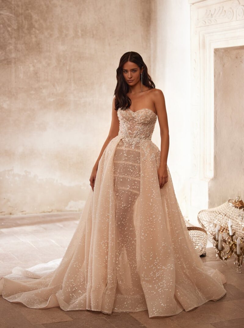 Luxurious Sparkling Nude Princess Wedding Dress - RIVA - Image 2