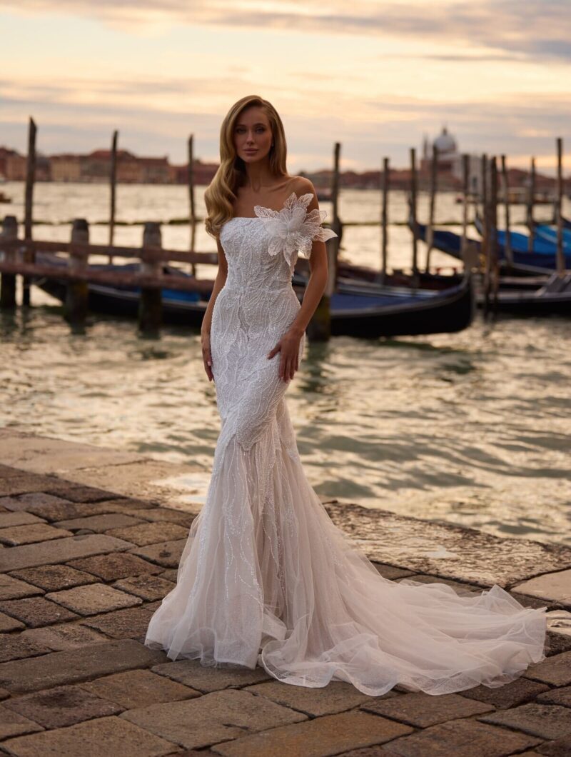 Sparkling Beading Mermaid Bridal Gown With Overskirt - ALLURE